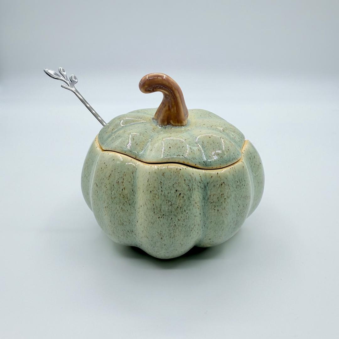 Ёмкость керамическая "Тыква" низкая, 350 мл, цвет зелёный - photo 1