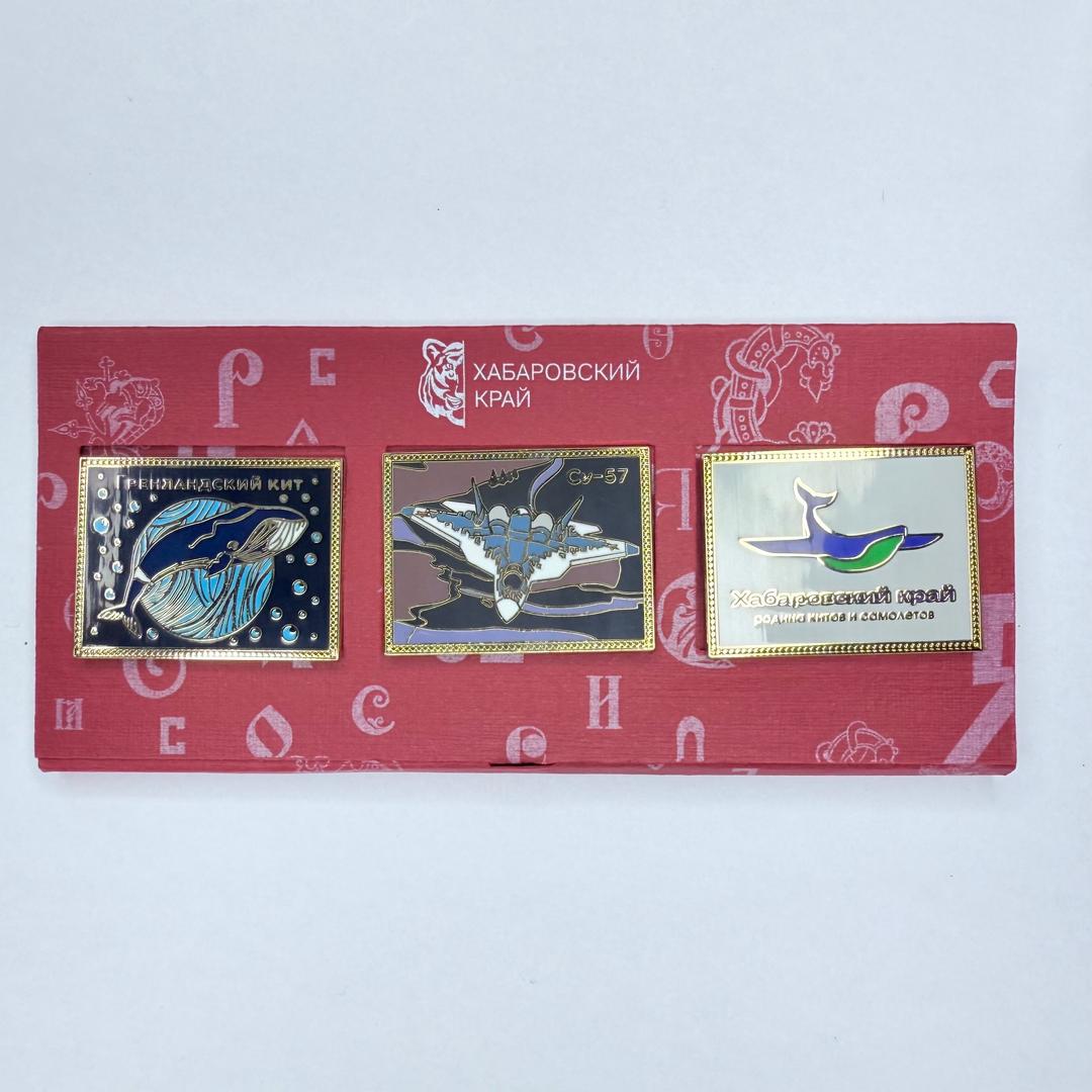 Набор значков (3 шт.) "Хабаровский край" на подложке - photo 1